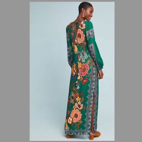 FARM Rio Dresses & Skirts - Farm Rio for Anthropologie Green Floral Maxi Dress XXS
